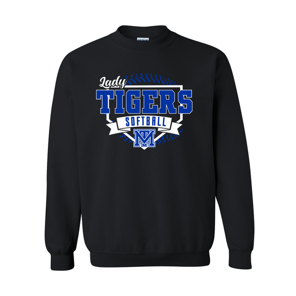 Mark Twain Varsity Softball Crewneck Sweatshirt - Black