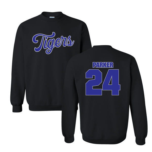 Mark Twain Tiger Baseball Crewneck Sweatshirt - Black -Personalized