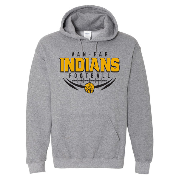 Van-Far Football Hooded Sweatshirt - Design 2 - Graphite Heather