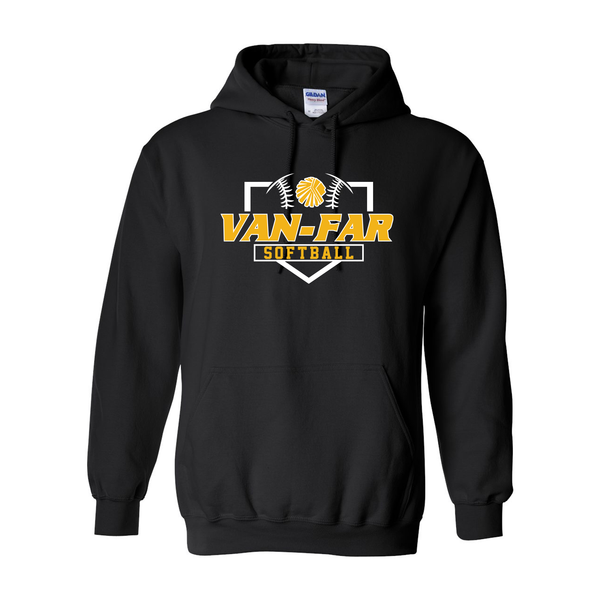 Van-Far Softball Hooded Sweatshirt - Design 1 - Black