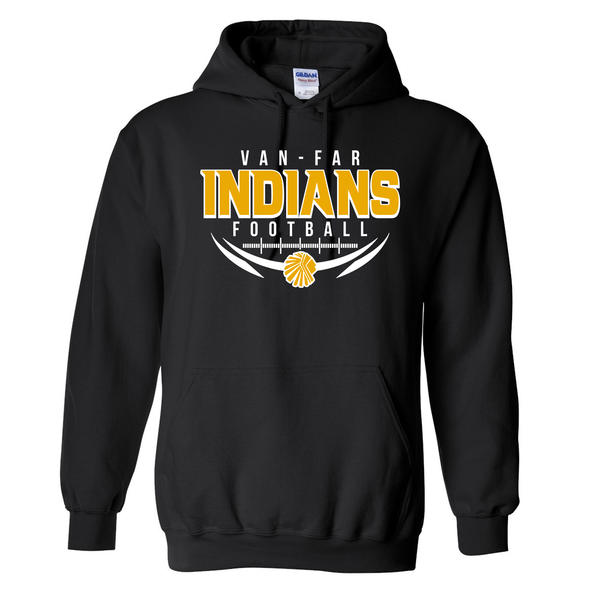 Van-Far Football Hooded Sweatshirt - Design 3 - Black