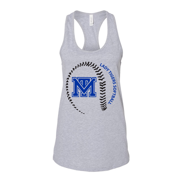 Mark Twain Varsity Softball Bella+Canvas Racerback Tank - Sport Grey