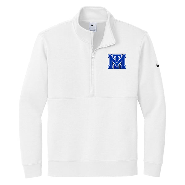 NKDX6718 - MTHS - Nike Club Fleece Sleeve Swoosh 1/2-Zip - White