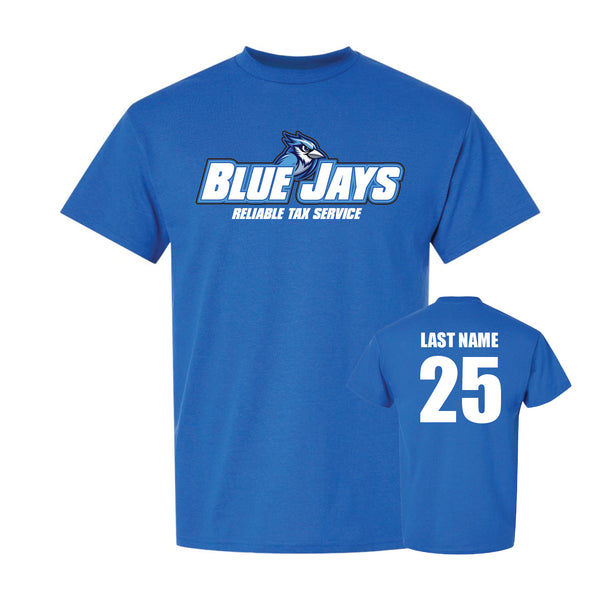 REALIABLE TAX SERVICE BLUE JAYS - ROYAL BLUE FAN T-SHIRT