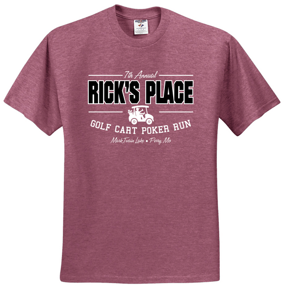 RICK'S PLACE 2023 EVENT T-SHIRT - HEATHER MAROON