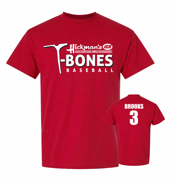 HICKMAN'S IGA T-BONES BASEBALL FAN T-SHIRT