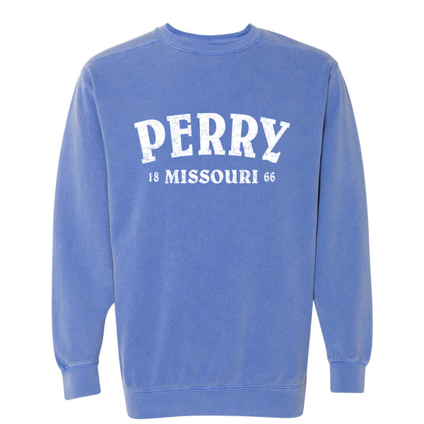 Perry Missouri Comfort Colors Crewneck Sweatshirt - Flo Blue