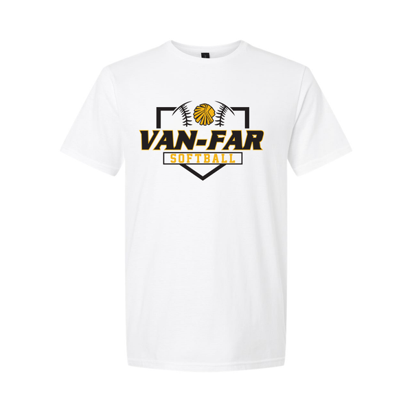 Van-Far Softball T-Shirt - White- Softstyle - Design 2