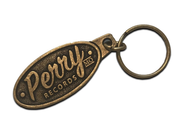 Perry Mo Records Brass Keychain
