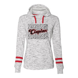 Clopton Hawks - Women’s Mélange Fleece Striped Hooded Sweatshirt